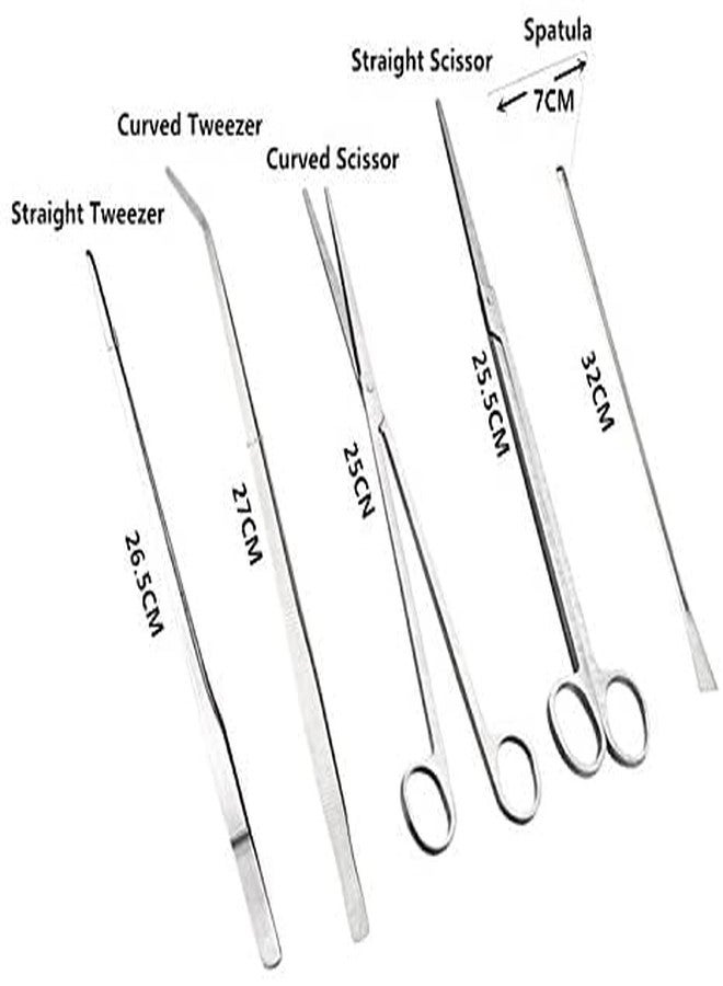 SYGA 5 in 1 Aquarium Tank Tool Kits Stainless Steel Aquatic Plant Tweezers Scissors Spatula Tool Set Fish Tank Cleaner Accessories Aquascaping Tools Set for Fish Starter Kits- 5 Pcs - Image 2